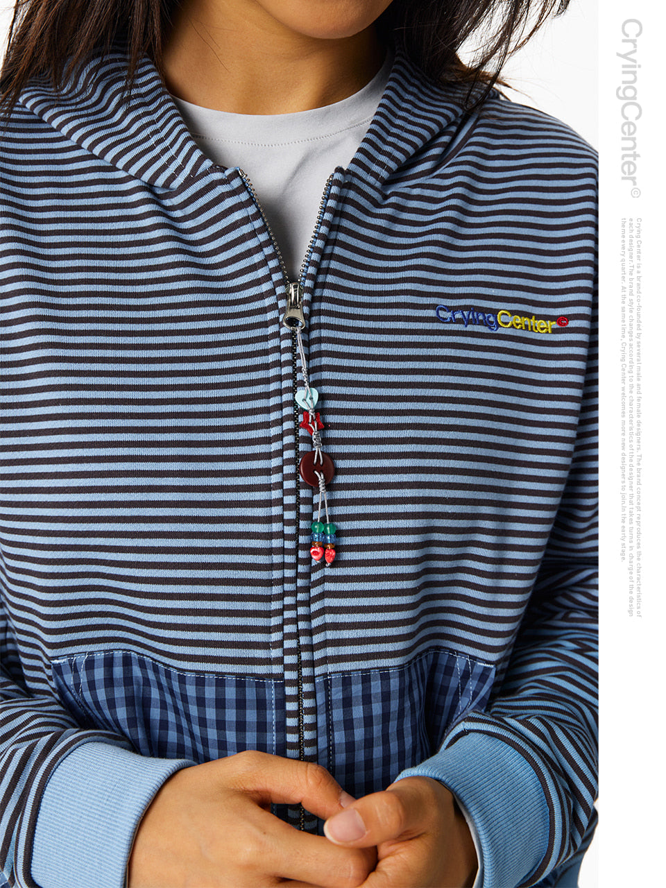 CryingCenter Striped Beaded Hoodie