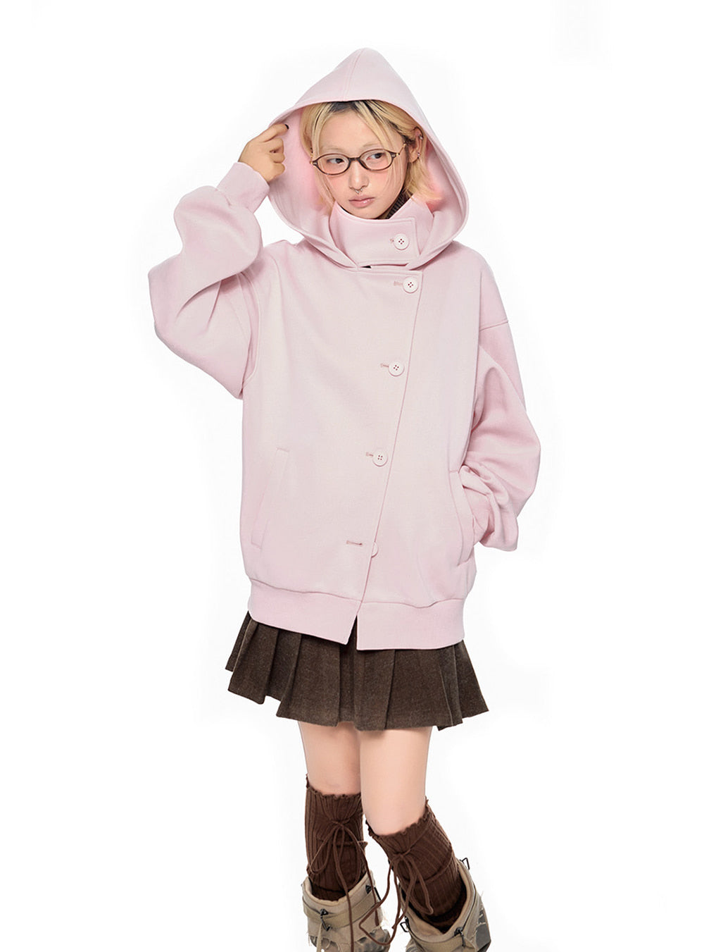 Noir Hood Button Jacket (4color)