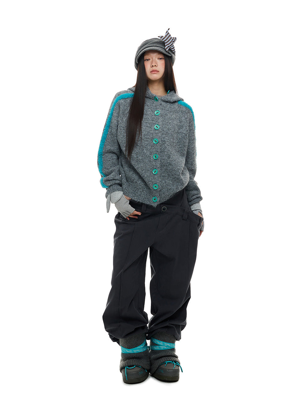 Overlapping Design Two-in-One Slacks