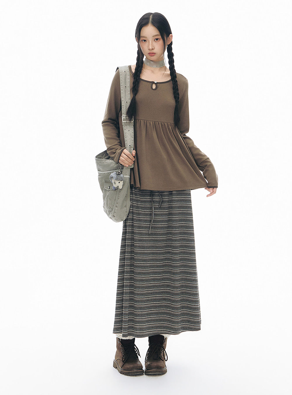 Contour Stripe Long Skirt