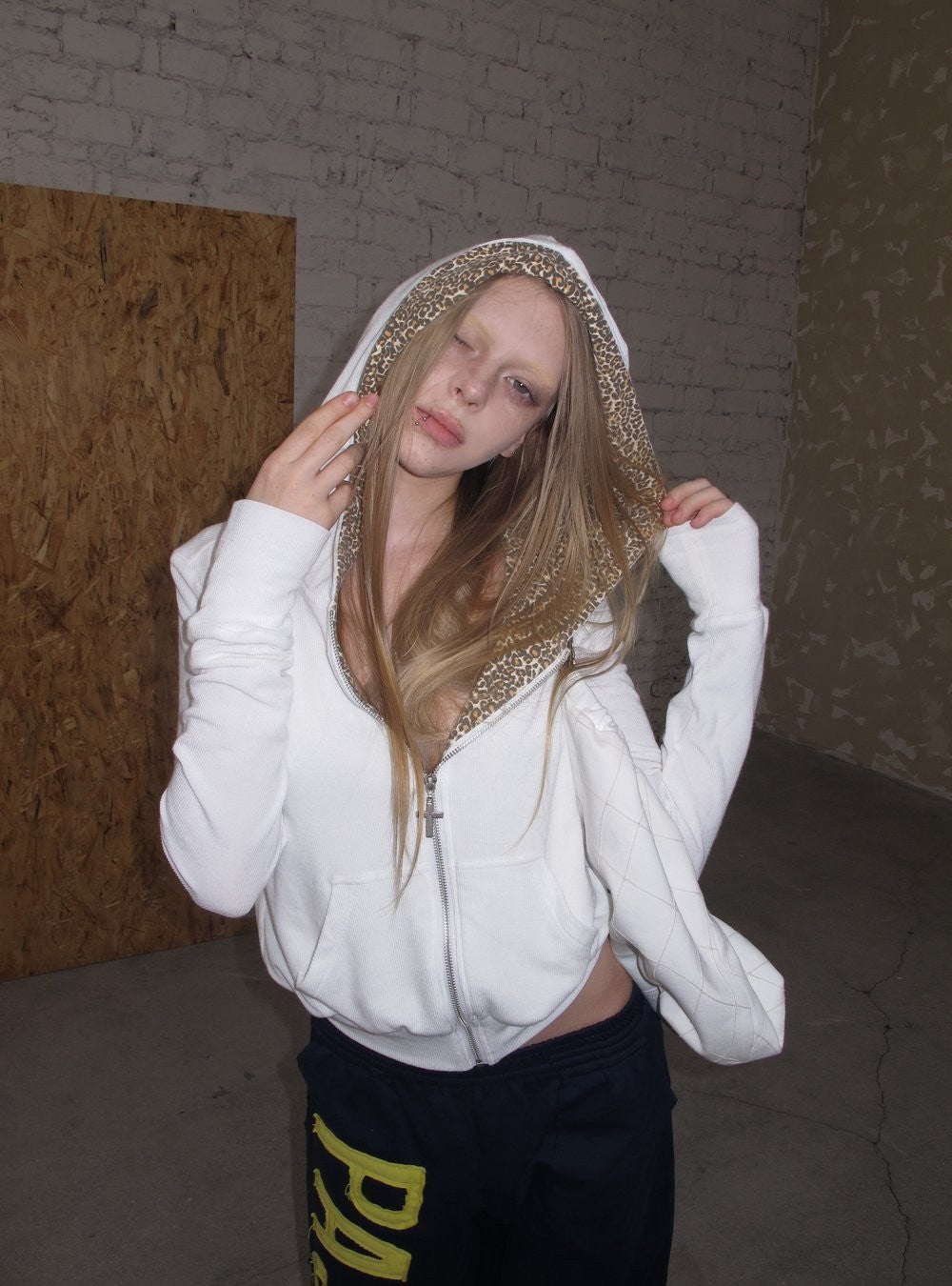 Leopard Lined Zip-Up Hoodie