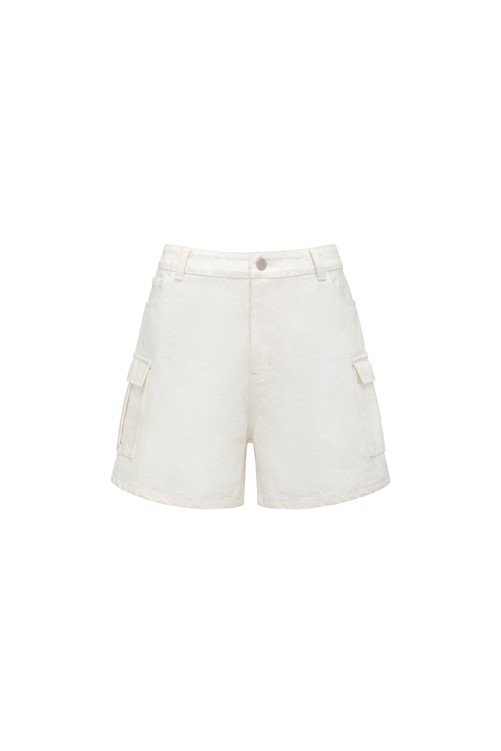 White Vintage Bermuda Cargo Button Fly Pocket Women'S Cotton Denim Shorts