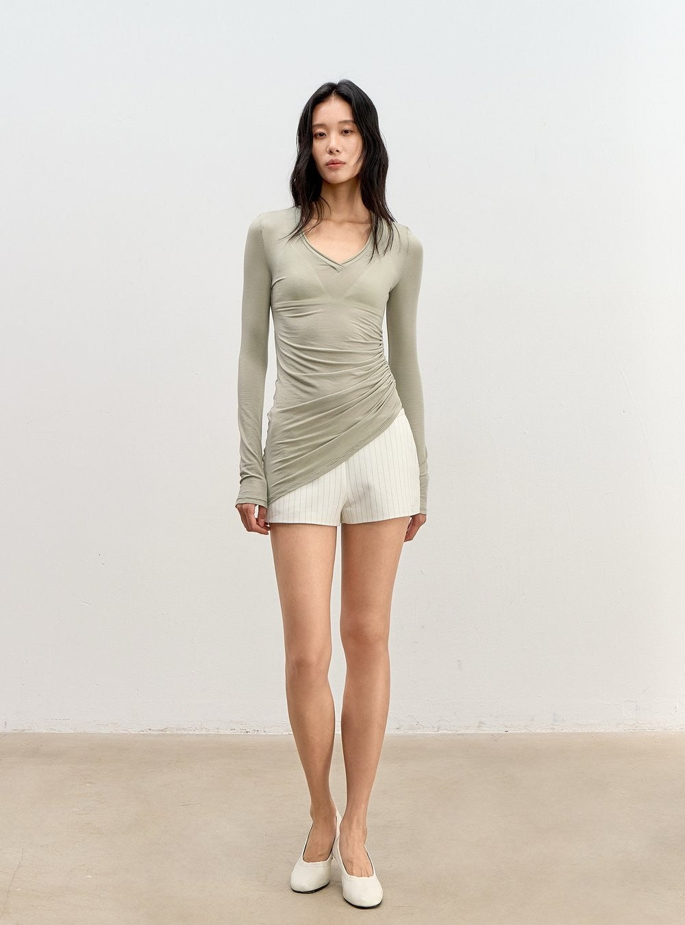 Asym Pleat Shirring Top