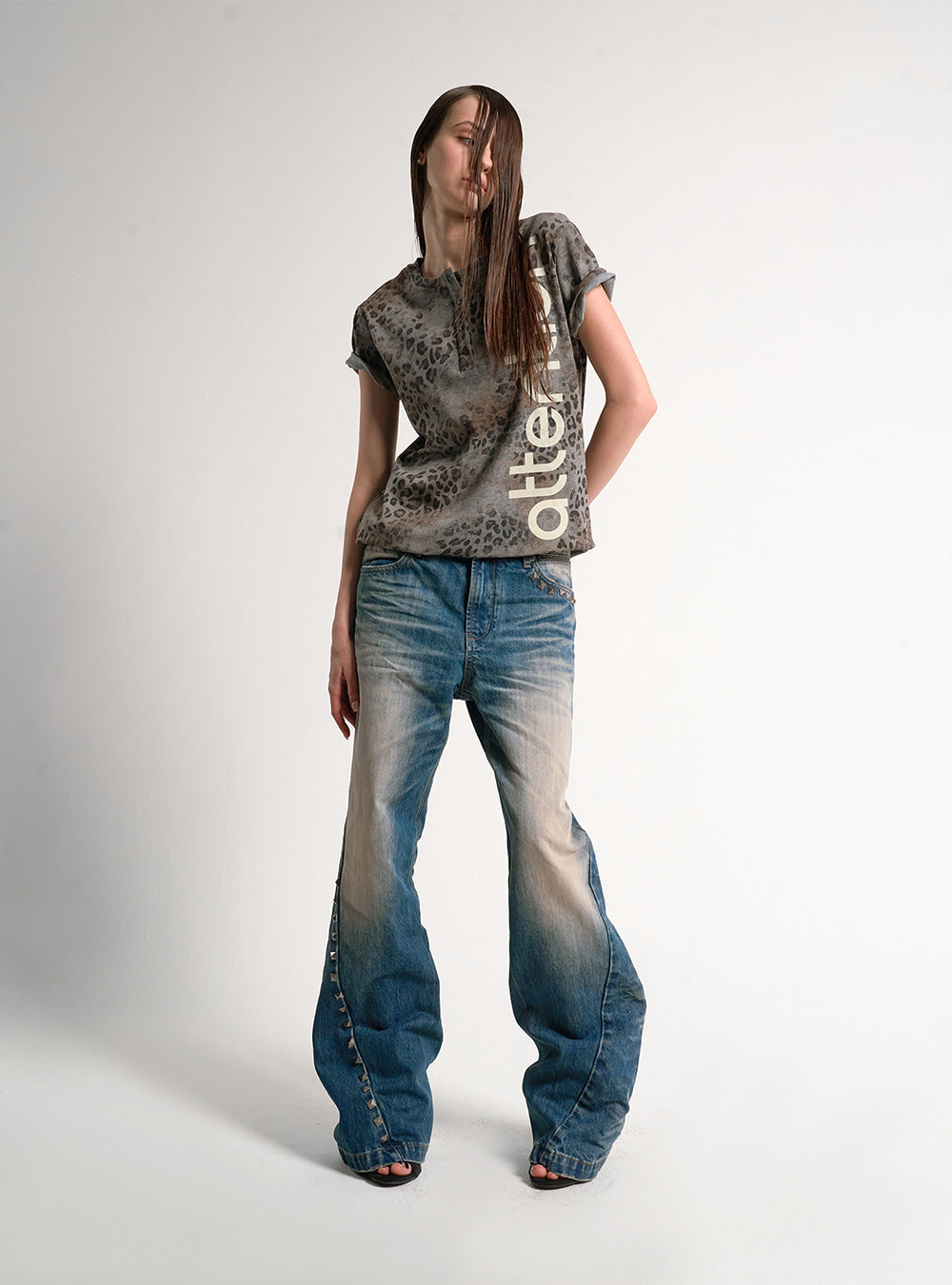 Rustfade Stud Flare Denim