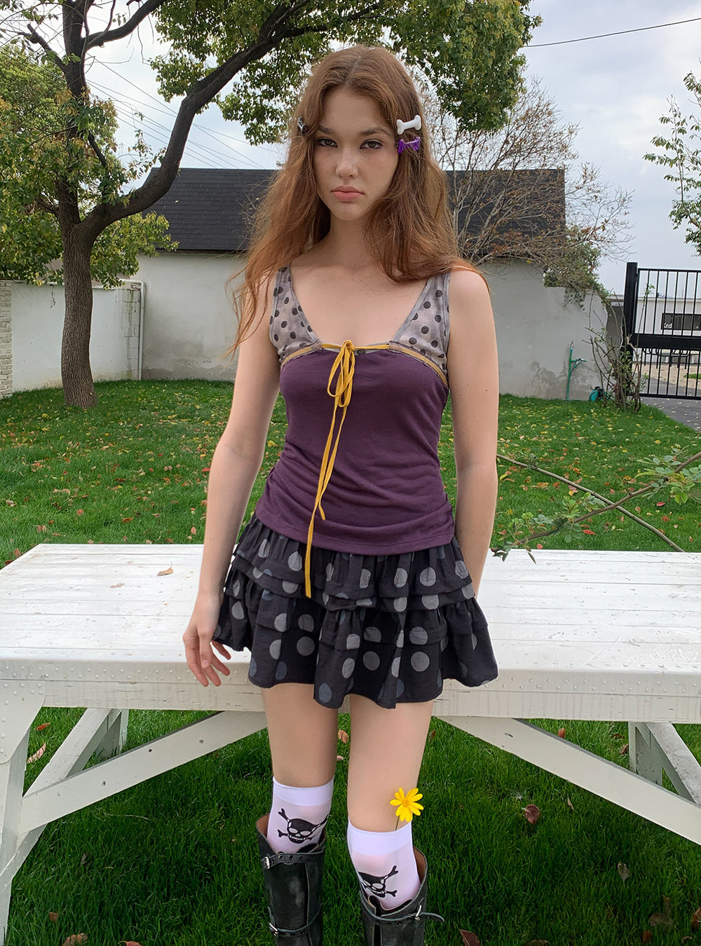 Polka Tiered Mini Skirt