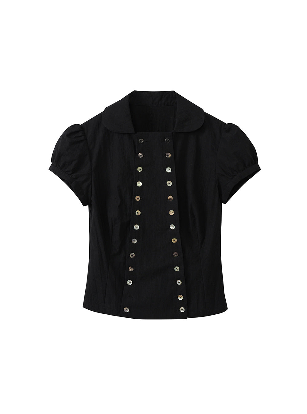 Regal Button Puff Sleeve Blouse (2color)
