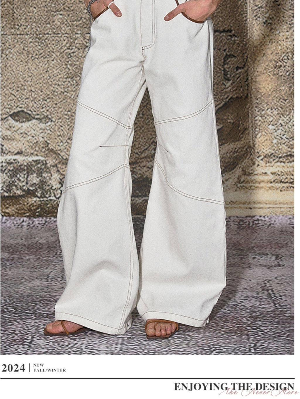 High Cotton Relaxed Distressed Low Rise White Denim Women Wide Leg Jeans
