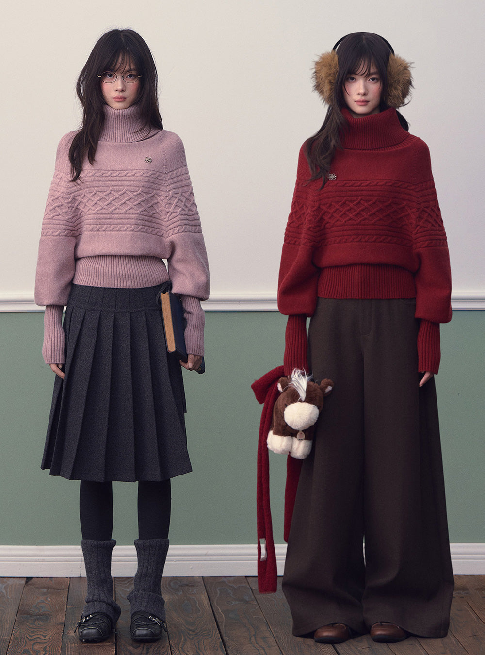 Diamond Jacquard Knit Sweater (2color)
