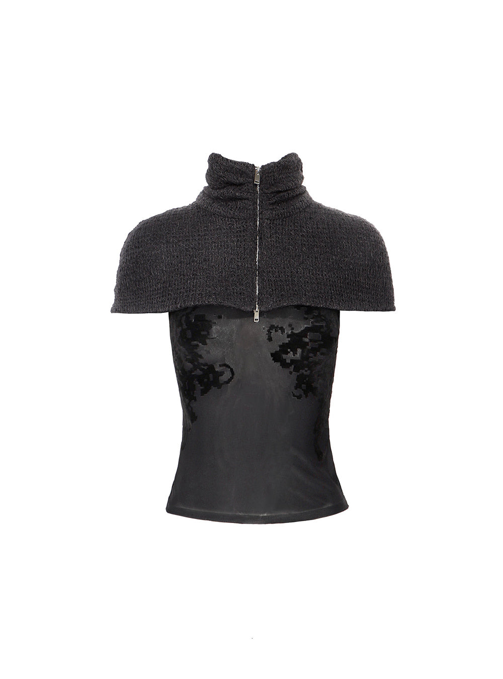 Asymmetric Lace Sequin Sheer Top