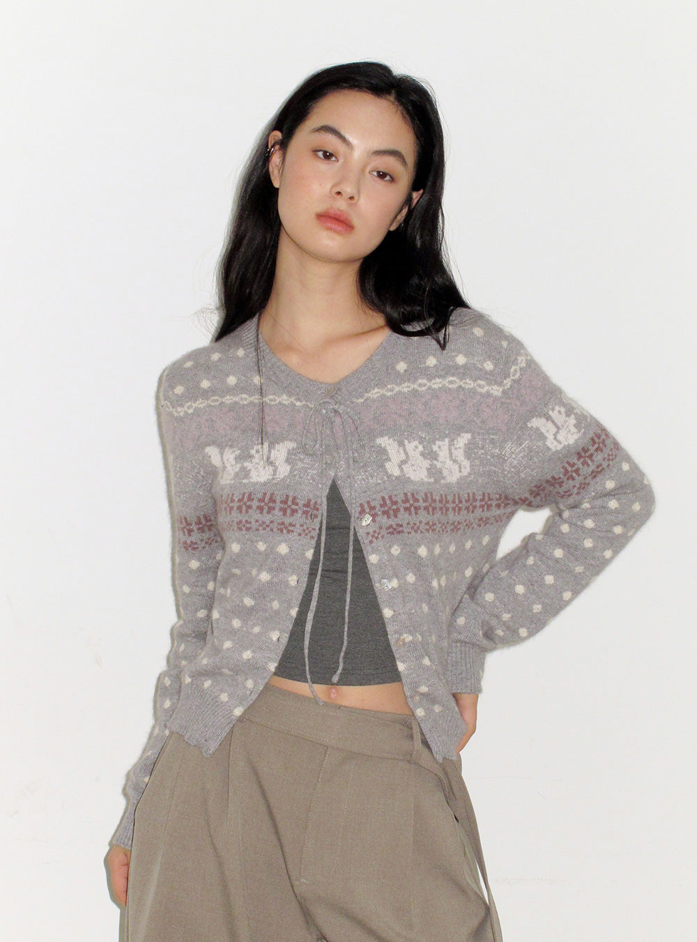 Angora Wool Blend Fair Knit Cardigan