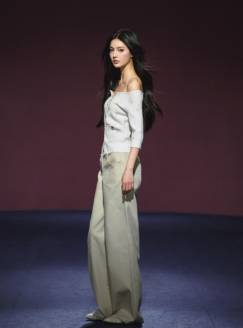 Patchwork Double Waist Straight Pants