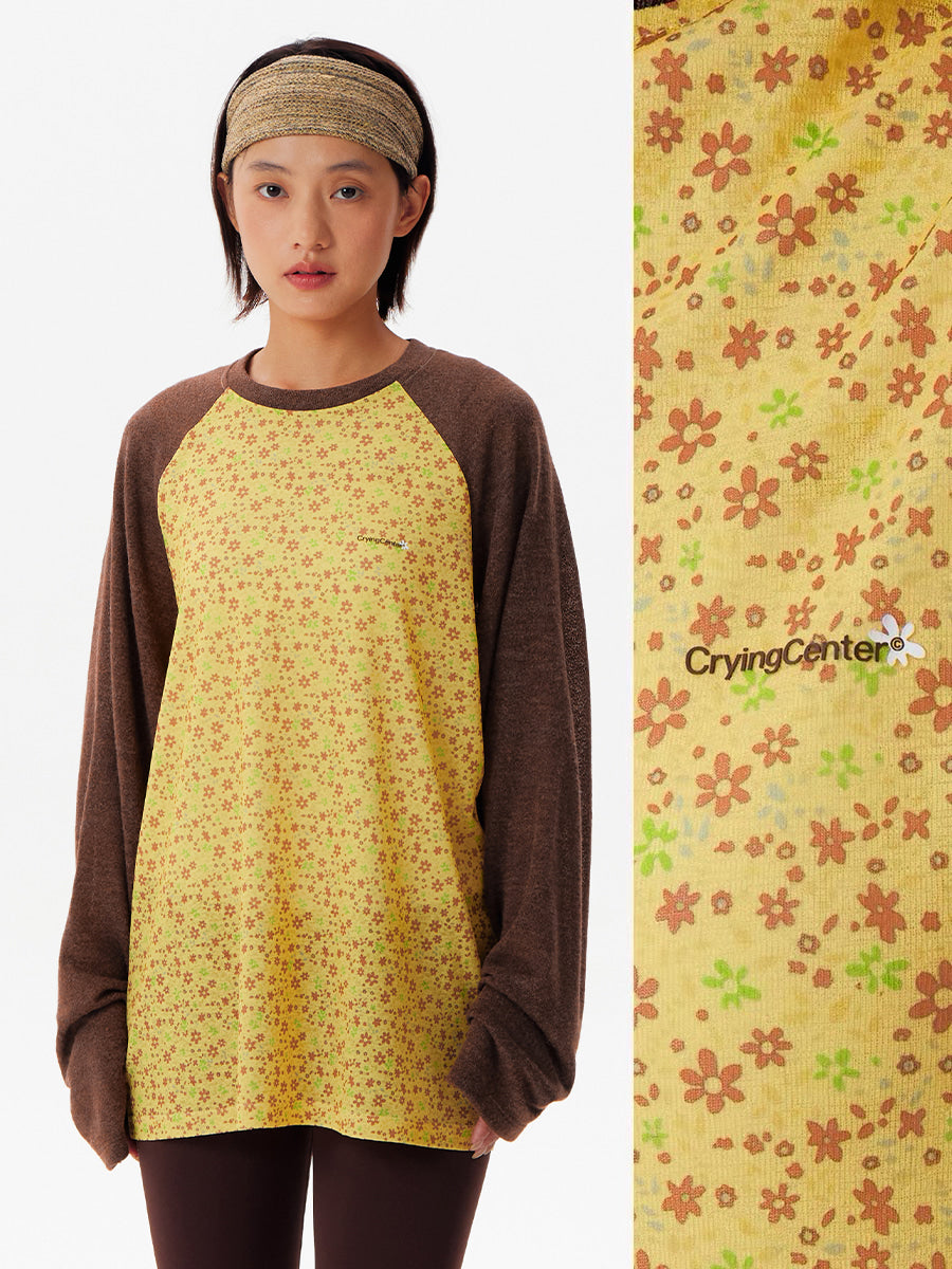 CryingCenter See-Through Floral Raglan T-Shirt