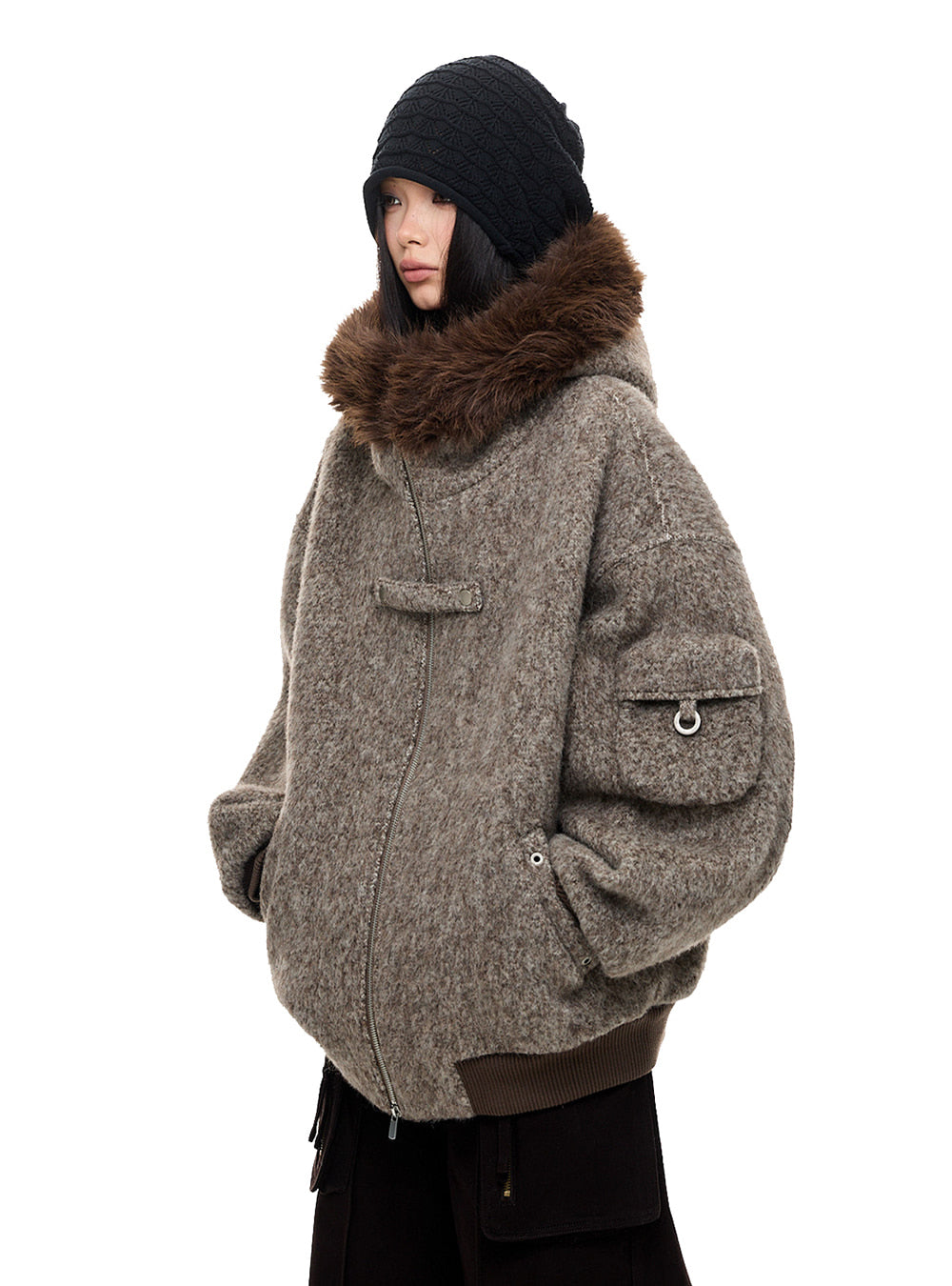 Warm Fur Collar Short Fleece Jacket