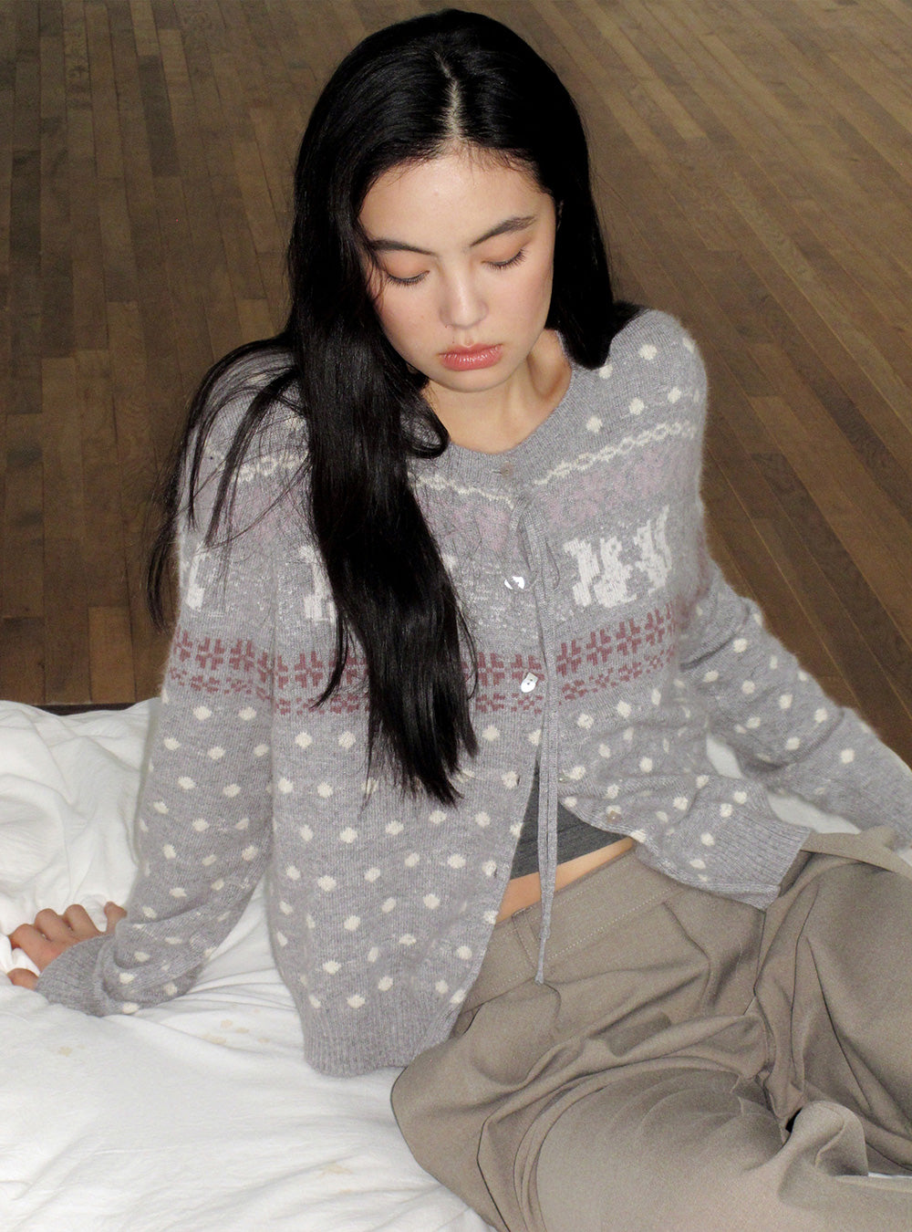 Angora Wool Blend Fair Knit Cardigan