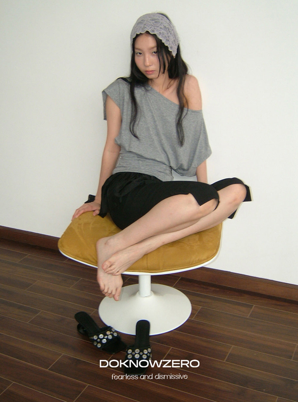 Mint Charcoal Off-Shoulder Top (2color)