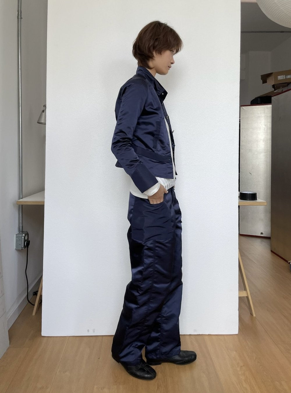 Twisted-Seam Nylon Pants