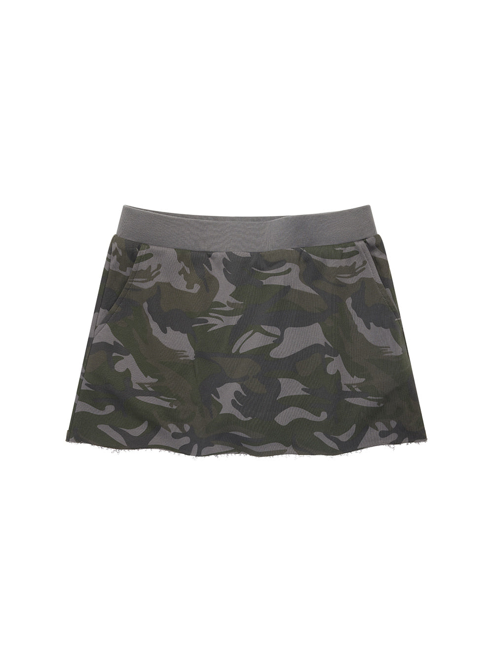 Camo Raw Hem Mini Skirt
