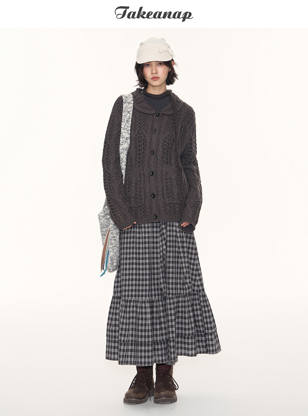 Rustic Plaid Wrap Maxi Skirt