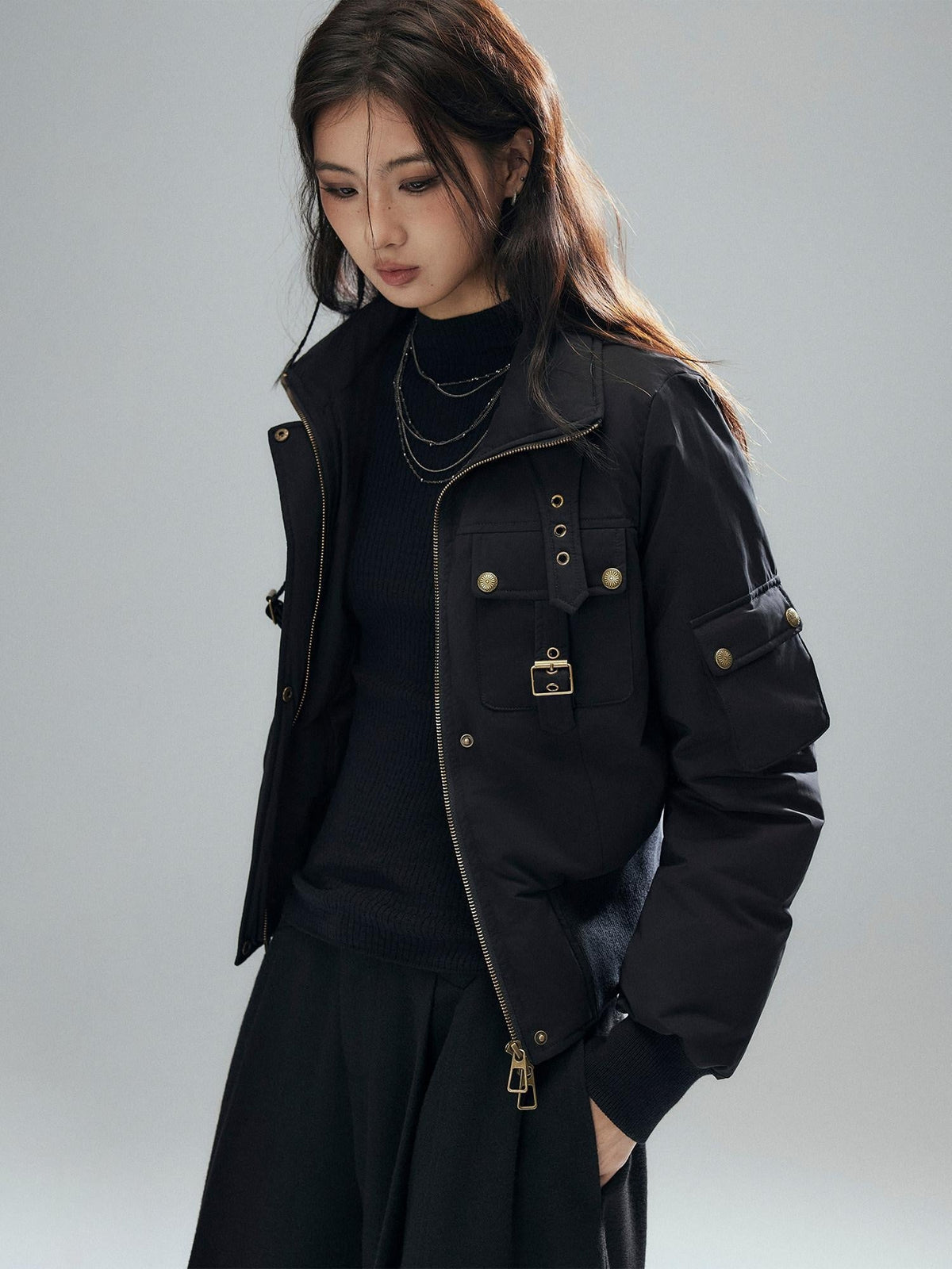 90 Percent White Duck Down Warm Casual Cinched Waist Women Everyday Down Jackets