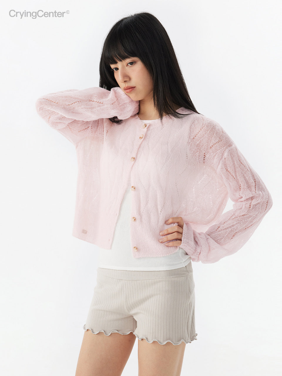 CryingCenter Jacquard Long-Sleeve Cardigan