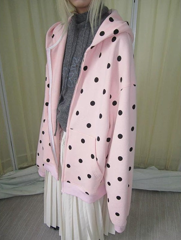 3months | POLKA DOT BOA HOODIE JACKET【ID:TN00060】