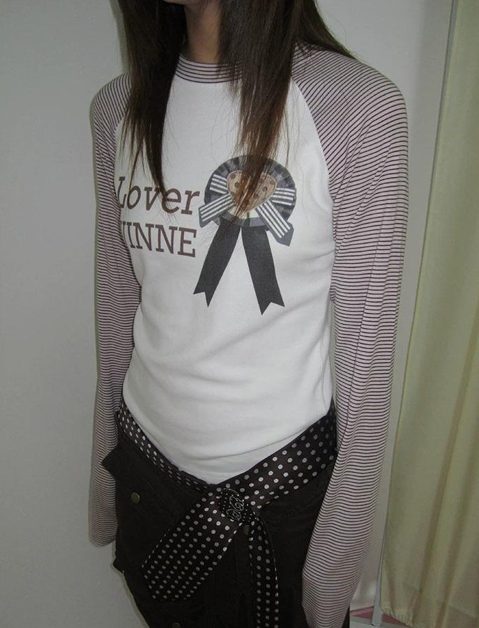 3months | KOREAN STRIPED LETTER TEE【ID:TN00064】