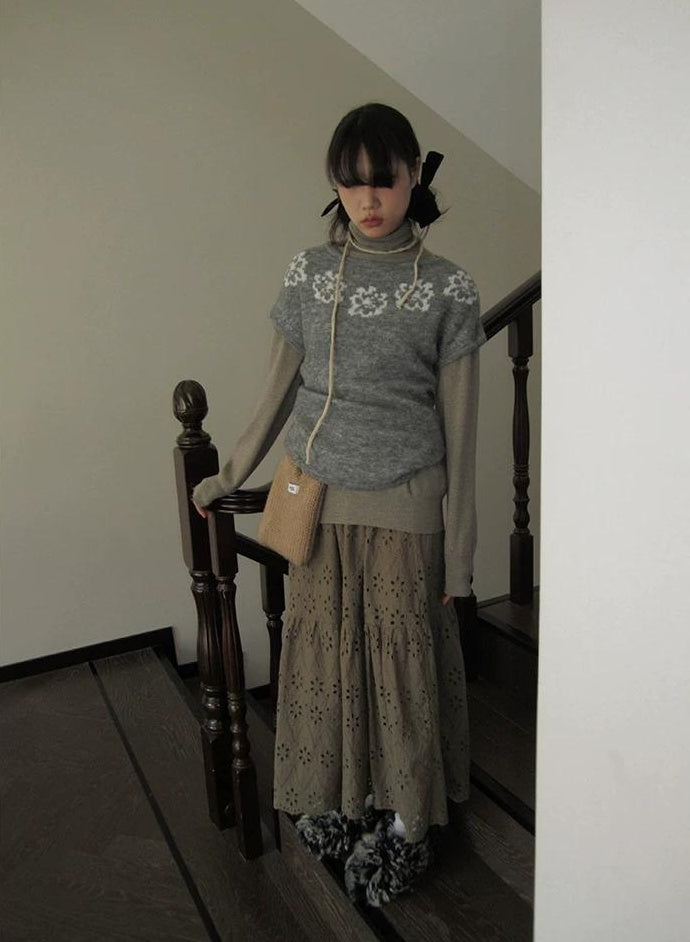 3months | VINTAGE GRAY KNIT SWEATER【ID:TN00044】