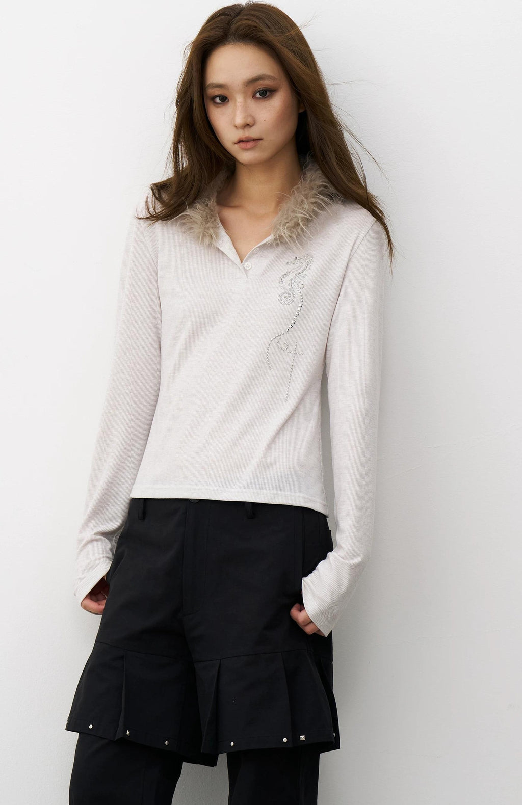 THELIGHT | VINTAGE HENLEY COLLAR TOP【ID:TN00103】