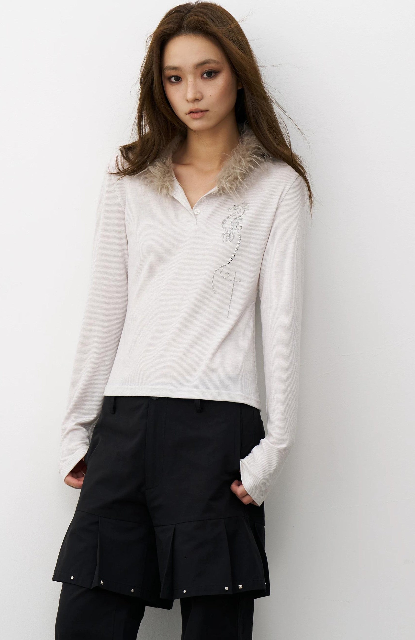 THELIGHT | VINTAGE HENLEY COLLAR TOP【ID:TN00103】