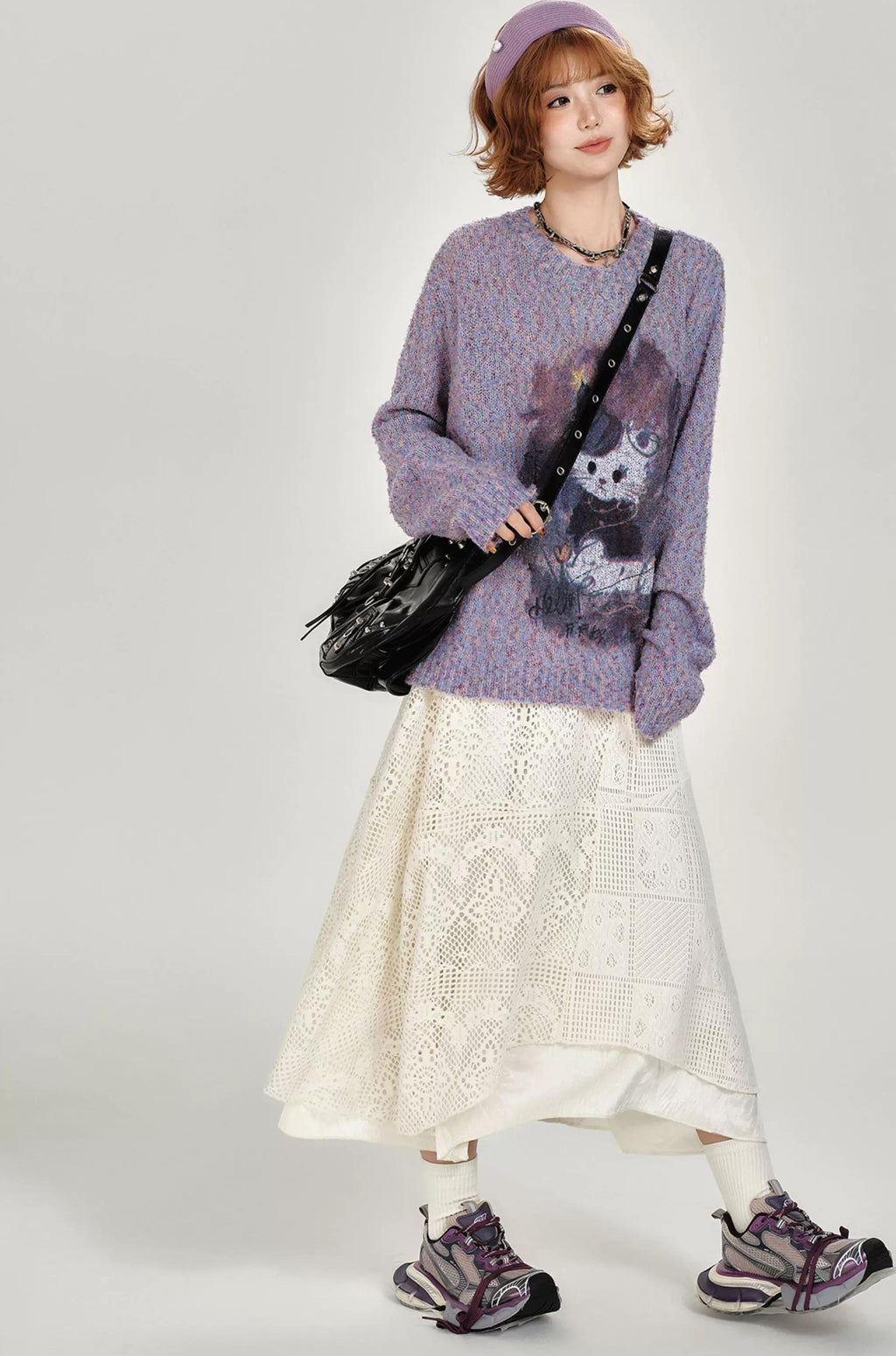 Girlyhalo |  RETRO PRINTED KNITTED SWEATER【ID:TN00008】