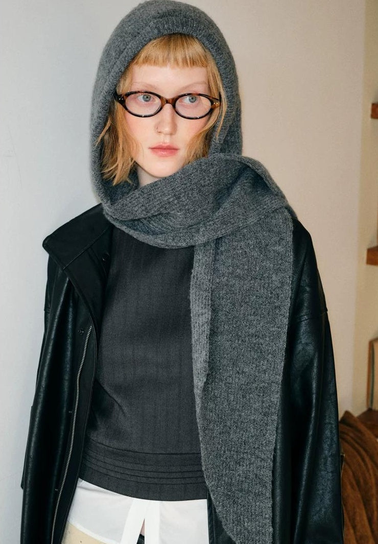 TRIA SELECT | KNITTED HOODED SCARF HAT SET【ID:TN00088】