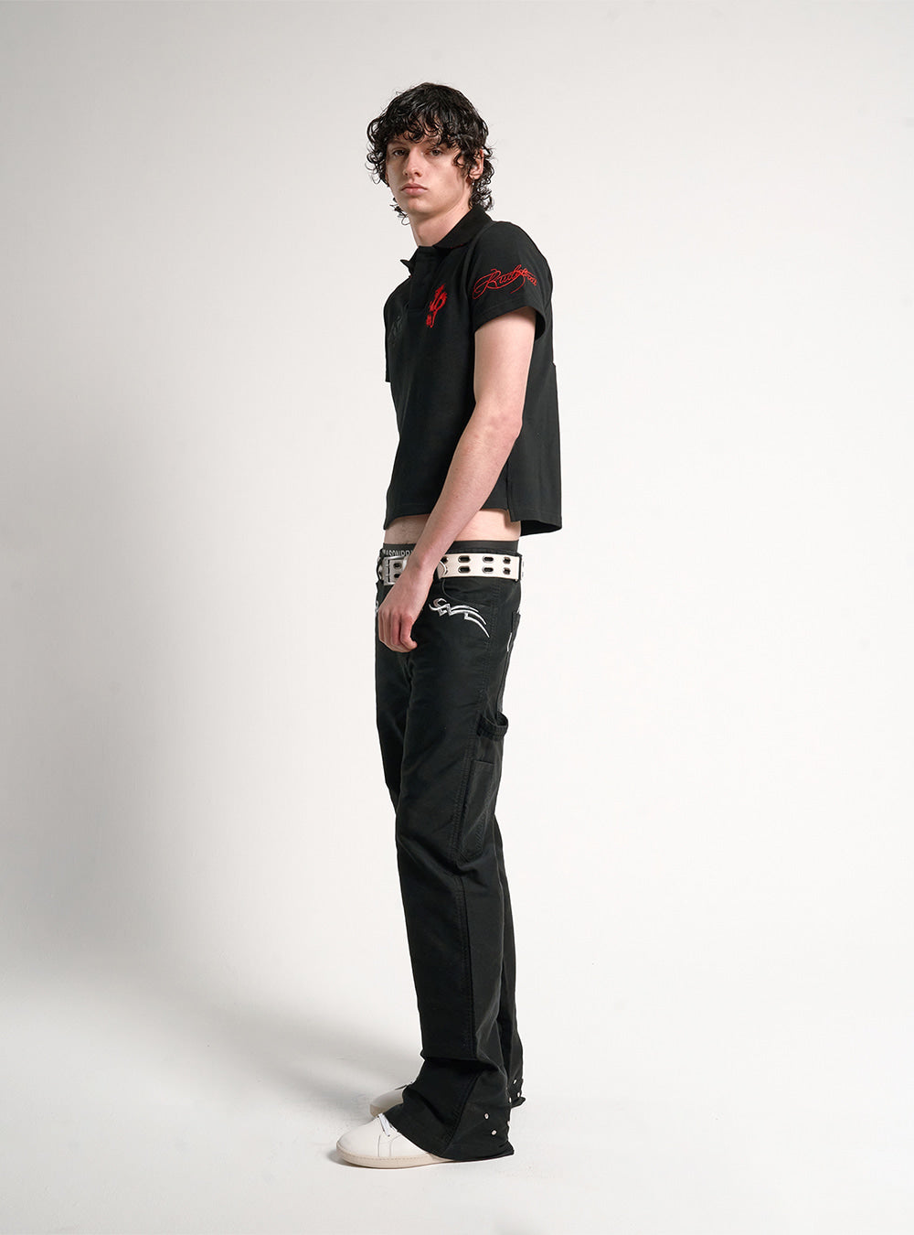 Black Rivet Micro Flare Pants