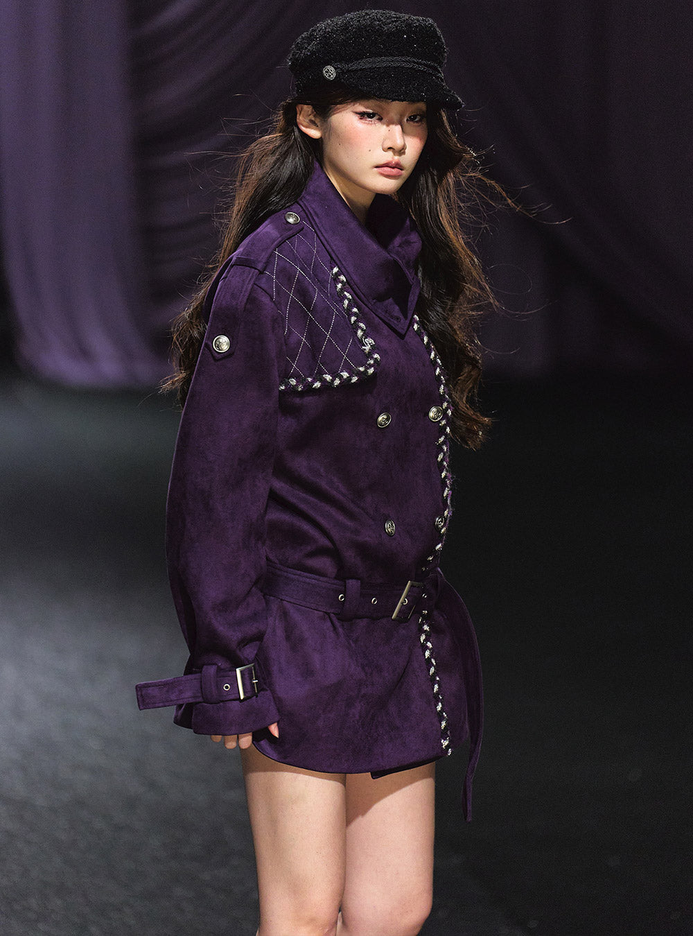 Purple Suede Trench Jacket