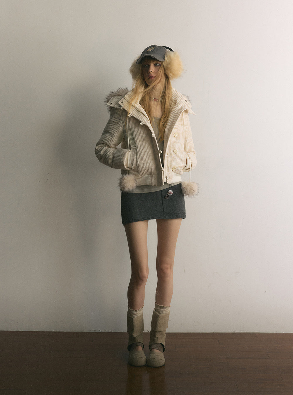 Winter Knit Hooded Down Jacket