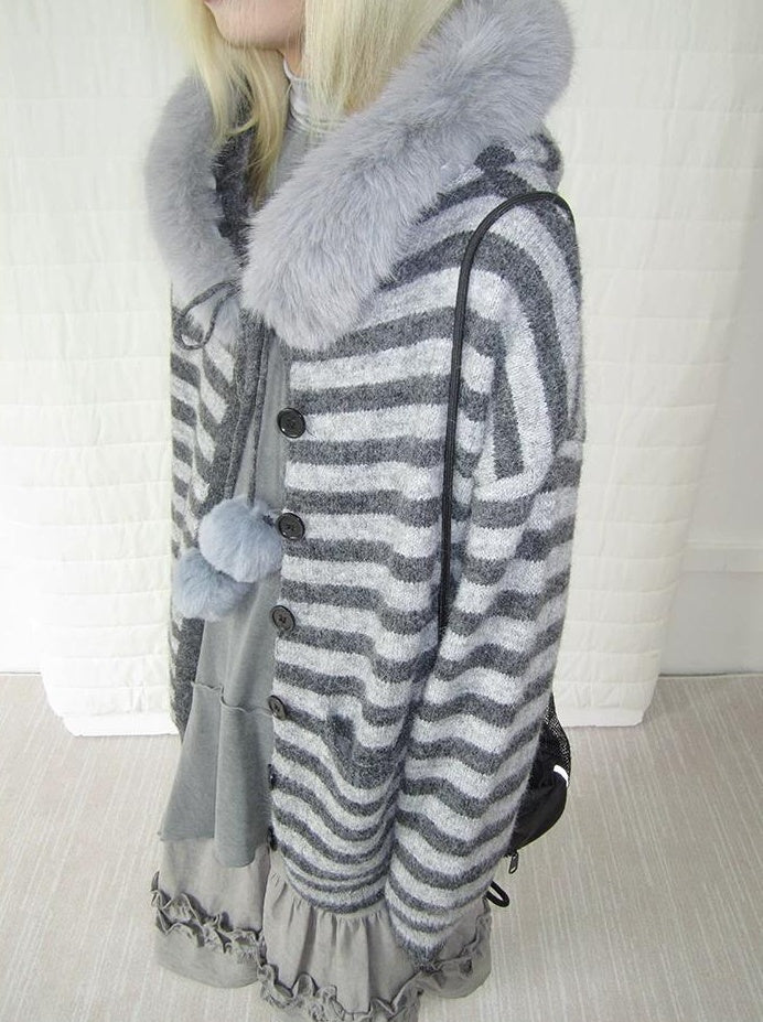 3months |  NICHE STRIPED CARDIGAN SWEATER【ID:TN00016】