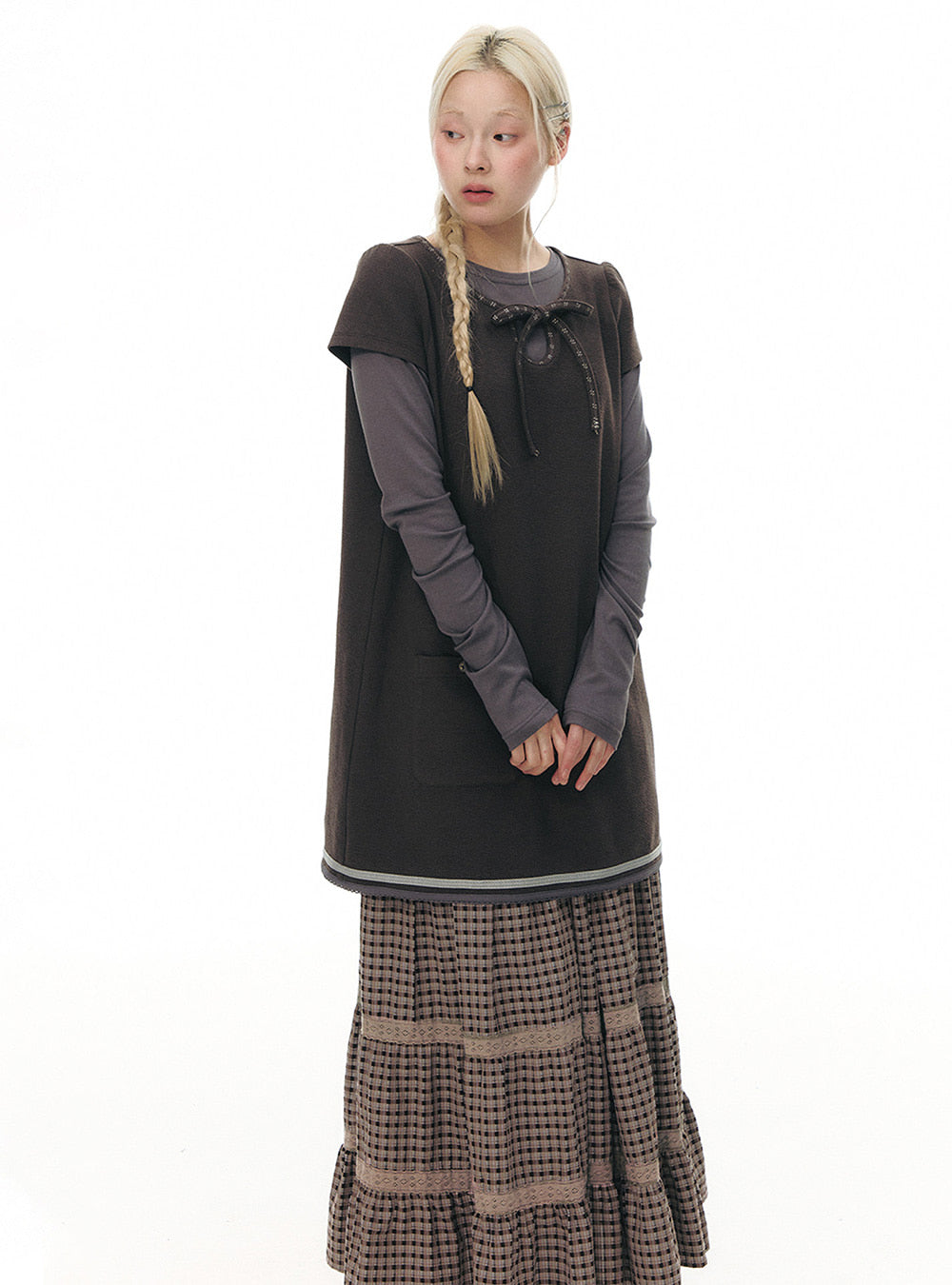 Ribbon Stitch Mini Dress (2color)