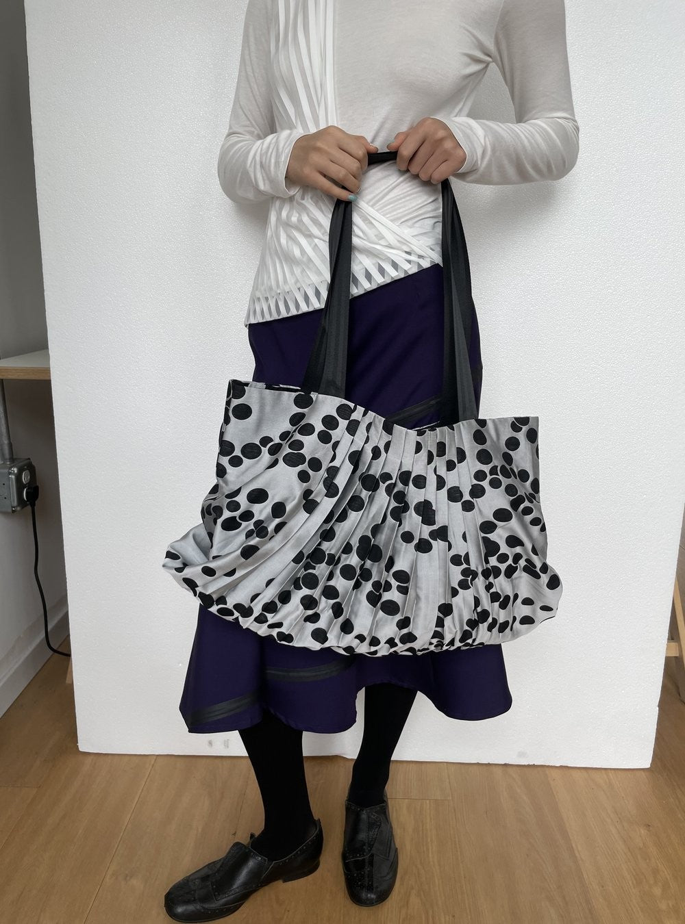Pleated Dot Layer Tote Bag