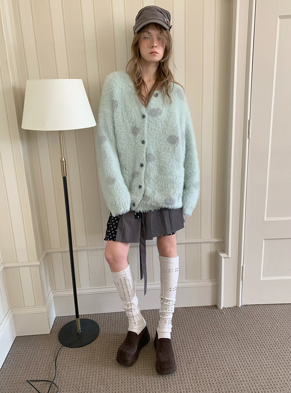 Mint Breeze Dot Cardigan