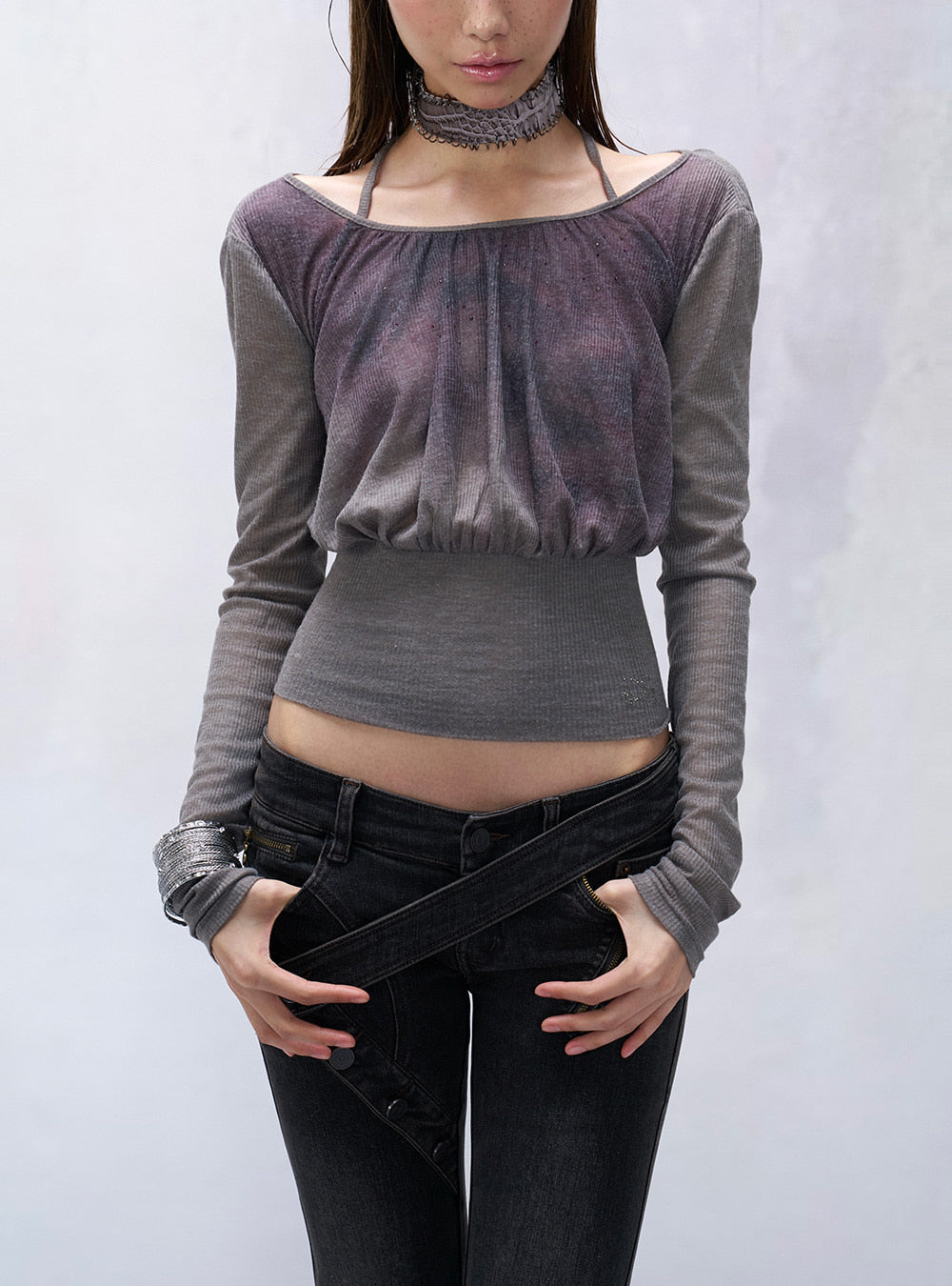 Shadow Backless Long Sleeve Top