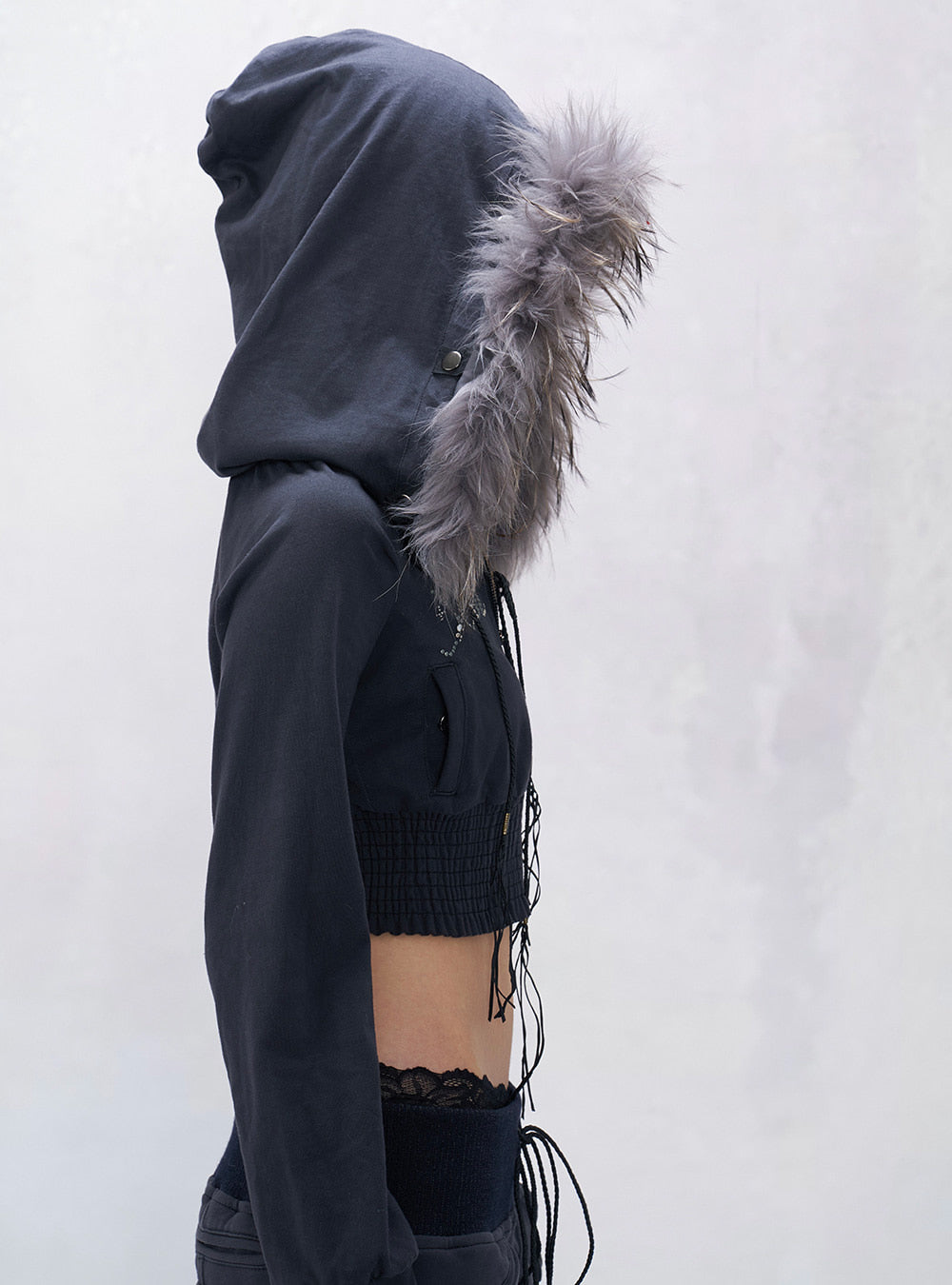 Y2K Rhinestone Fur Hoodie