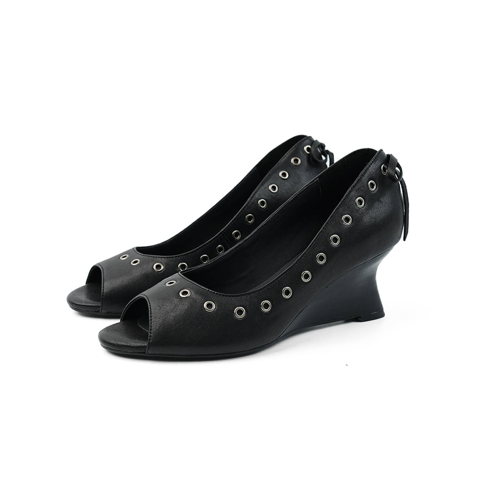 Rebel Eyelet Peep-Toe Heels