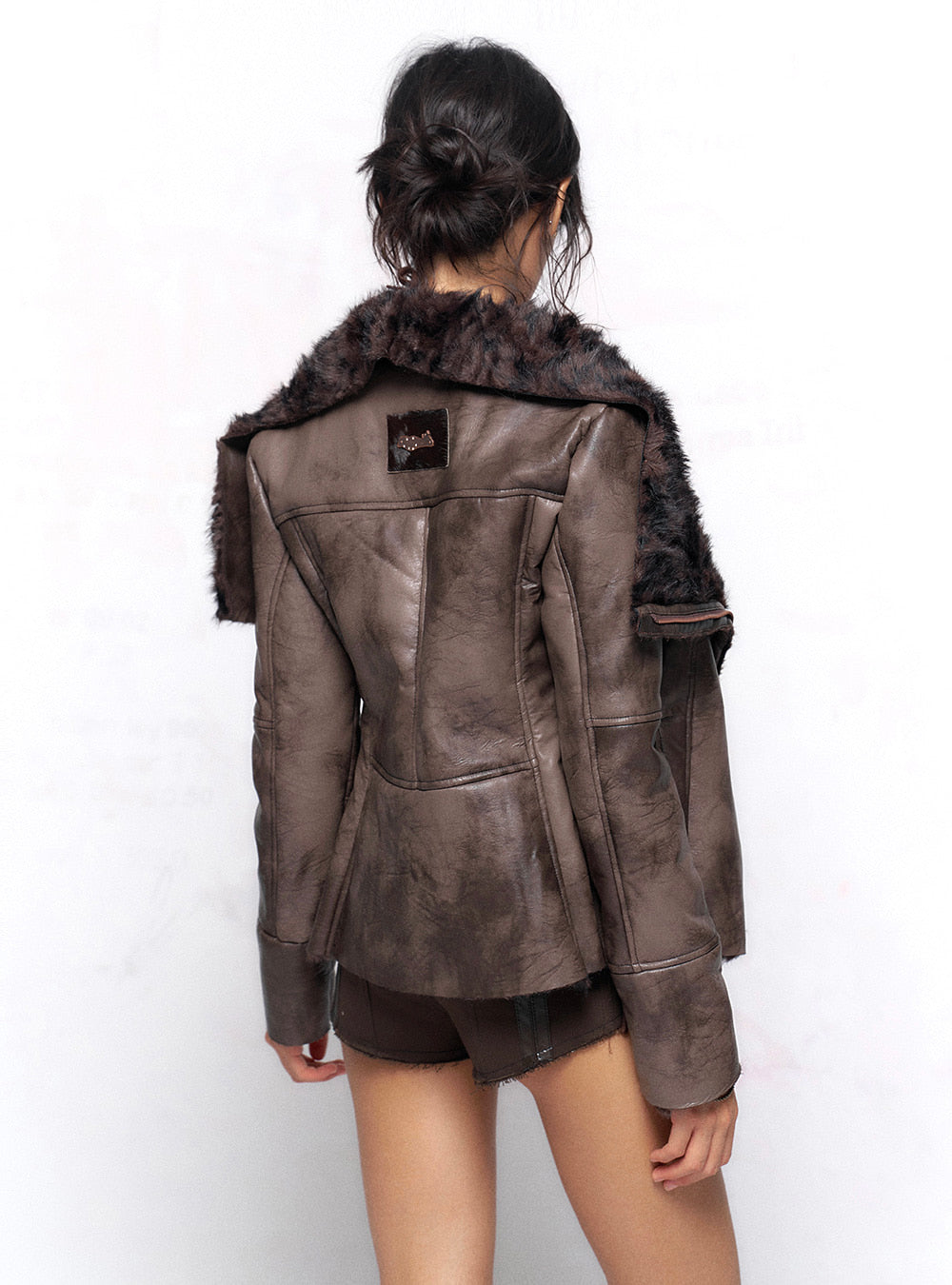 Camel Color Lamb Wool Big Collar Jacket