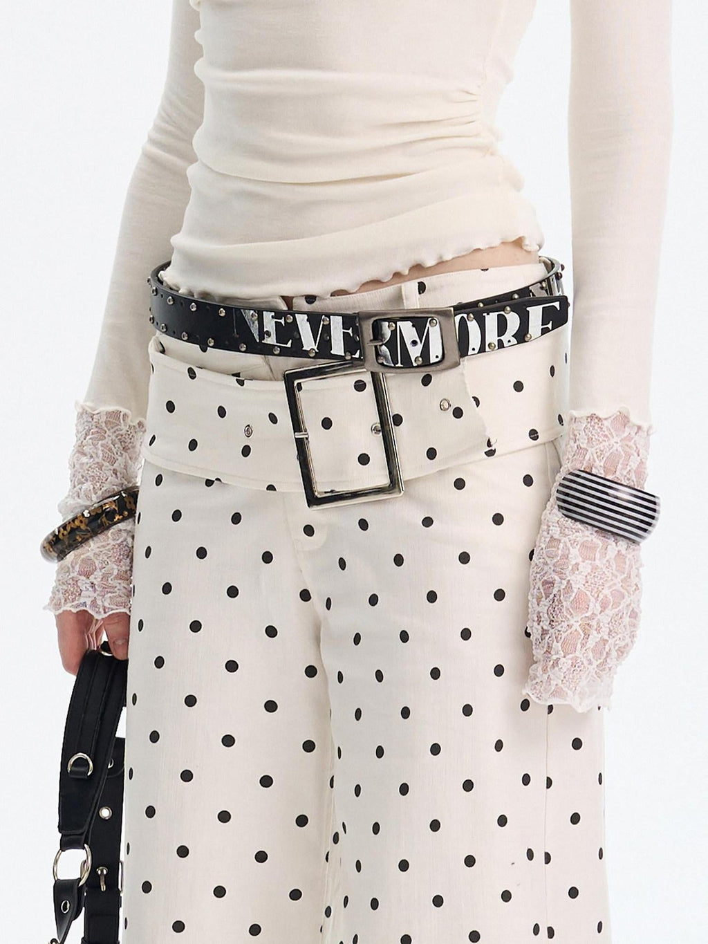 Sleek Black Printed Pu Pin Buckle Slim Women Adjustable 107Cm Faux Leather Belts
