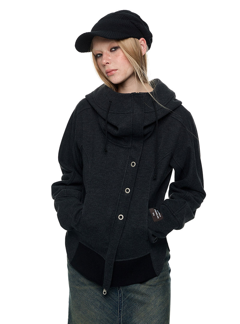 Sculpted Hooded Knit Zip Jacket