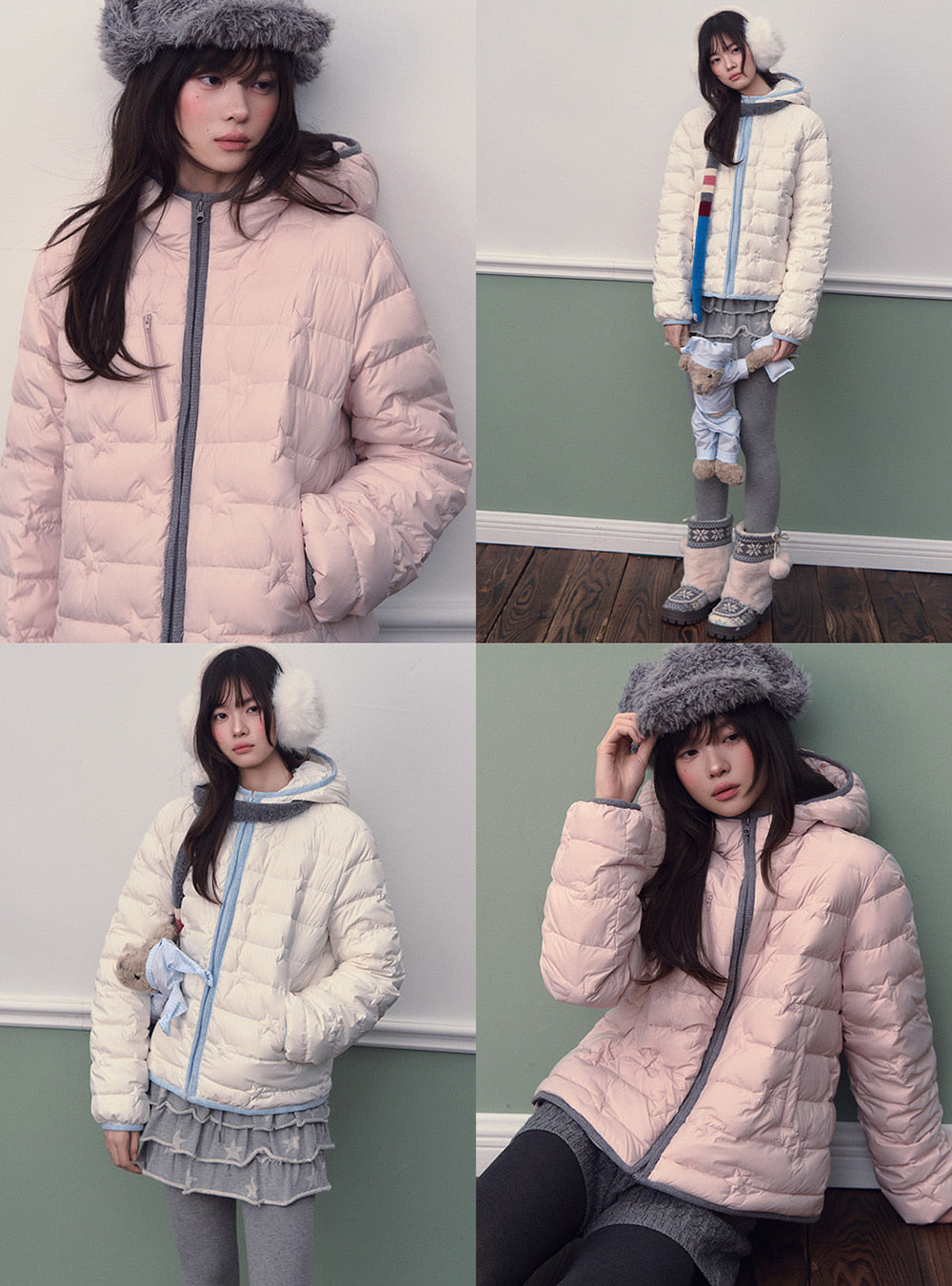 Star Hooded Light Down Jacket (2color)