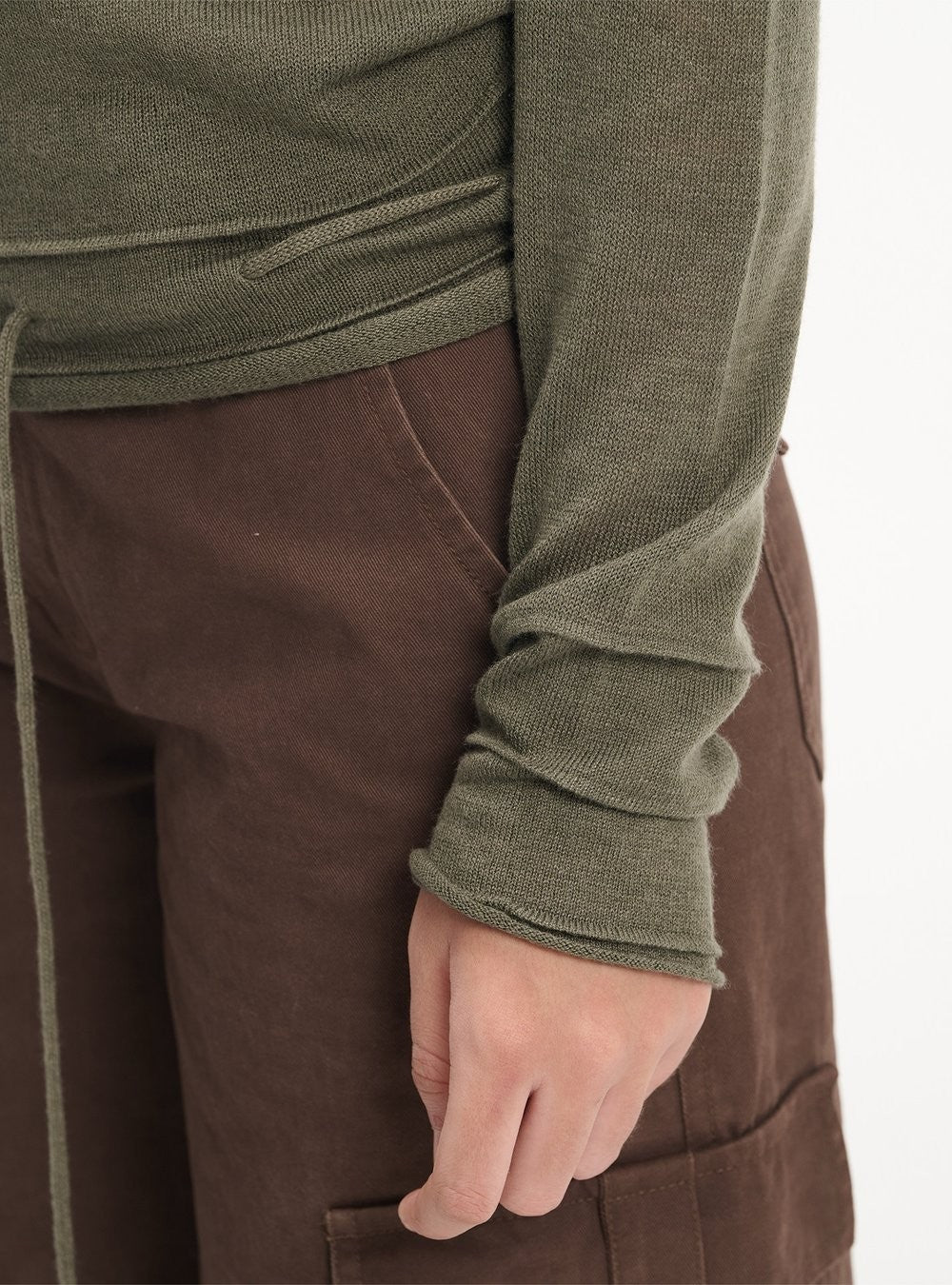 Drawstring Pocket Boatneck Top