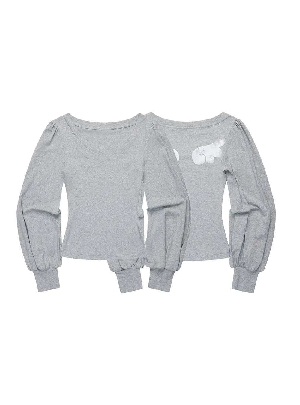 Wing Print Puff Sleeve Top (2color)