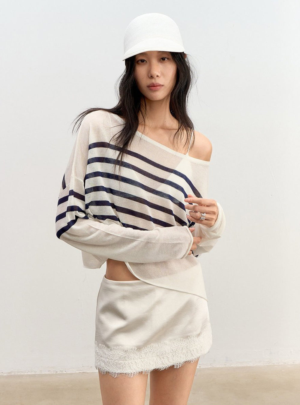 Slanted Stripe Knit Top