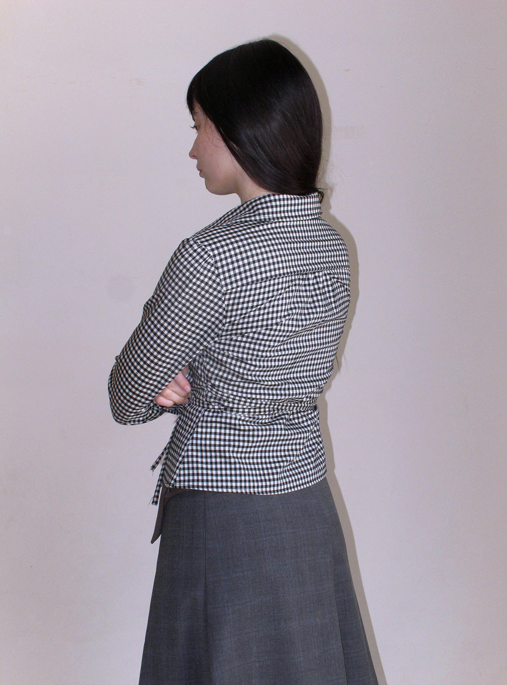 Tencel Check Button & Tie Detail Shirt