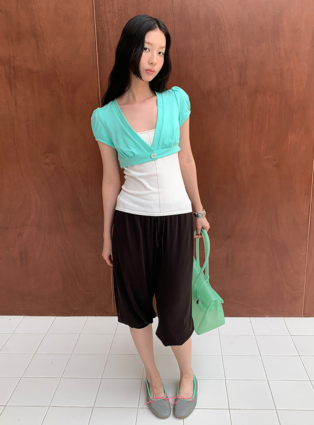 Dopamine Cropped Puff Cardigan (2color)